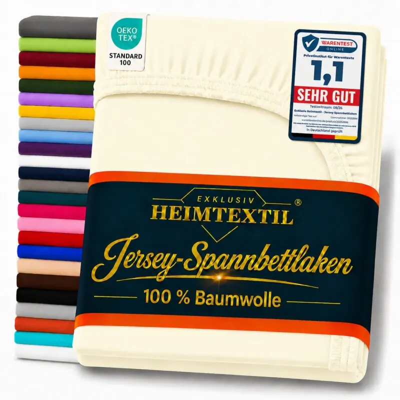 EXKLUSIV HEIMTEXTIL Jersey Spannbettlaken 60 x 120 - 70 x 140  cm Naturweiss