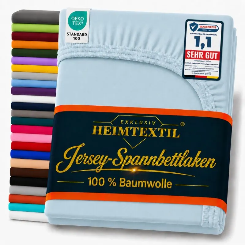EXKLUSIV HEIMTEXTIL Marke Jersey Spannbettlaken 120 x 200 cm Hellblau