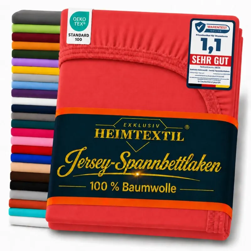 EXKLUSIV HEIMTEXTIL Marke Jersey Spannbettlaken 120 x 200 cm Rot