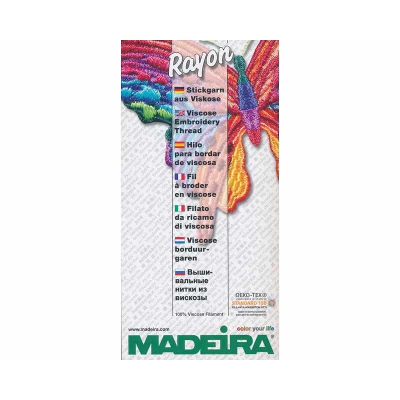 Farbkarte RAYON Maschinenstickgarn, gedruckt, Madeira