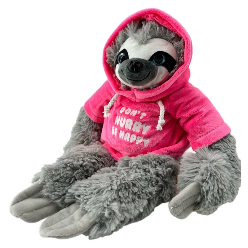 Faultier Kuscheltier XXL 40 cm Faultier Plüschtier Anime Kawaii Plush Stofftier Cute Plushies Plüschtiere Plushie Halloween Weihnachten Geschenke für Kinder (Faultier grau 40 cm pink Don´t Hurry)