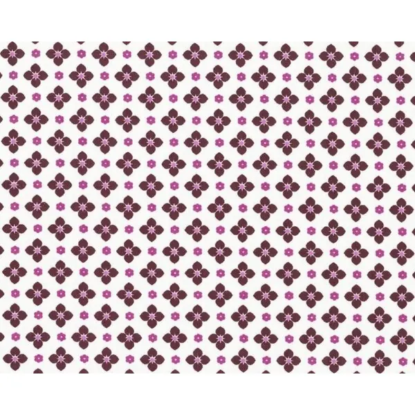 Feine Baumwolle "Hilde" mit Kleeblattblüten, aubergine