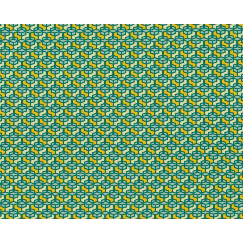 Feiner Baumwollstoff COLORED WINDOW, Kaleidoskop-Muster, flaschengrün-maisgelb