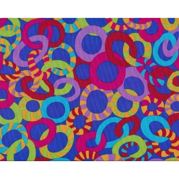 Feiner Patchworkstoff "Jolly" mit gestreiften Ringen, ultramarinblau-hellgrün