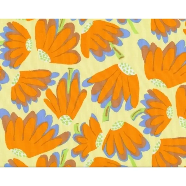 Feiner Patchworkstoff LAZY DAISY, Fallschirm-Blumen, hellgelb-orange