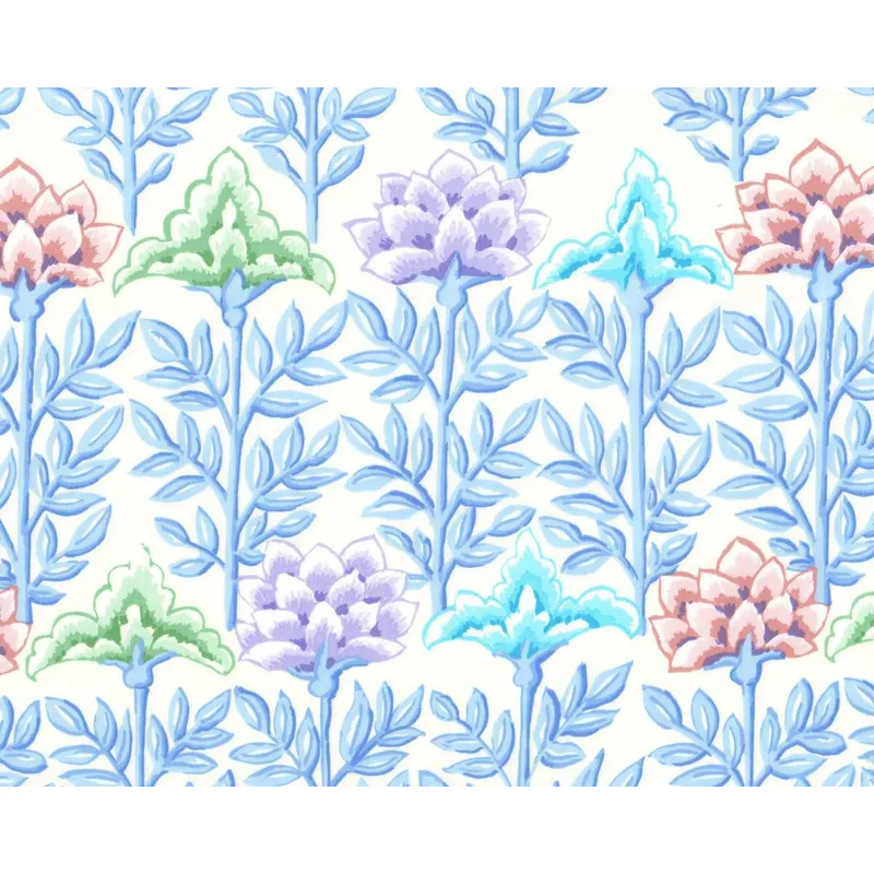 Feiner Patchworkstoff MUGHAL, Stiel-Blüten, hellblau-helllila