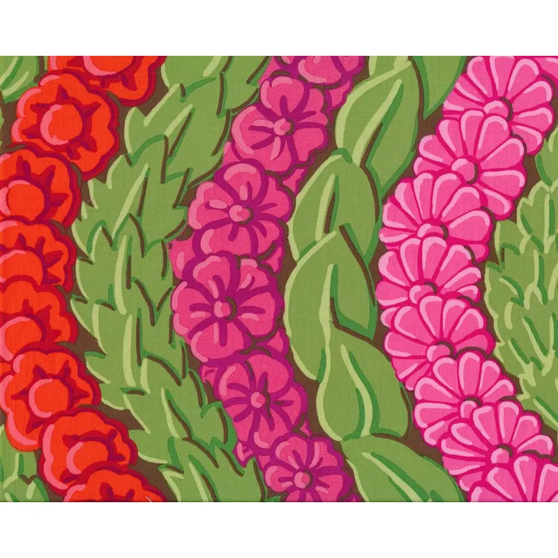 Feiner Patchworkstoff SERPENTINE, Blatt-Girlanden, gedecktes grasgrün-kräftiges rosa