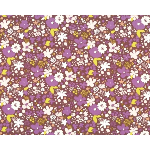Feiner Popeline-Patchworkstoff "Coquette" mit bezaubernden Streublüten, lila-apfelgrün