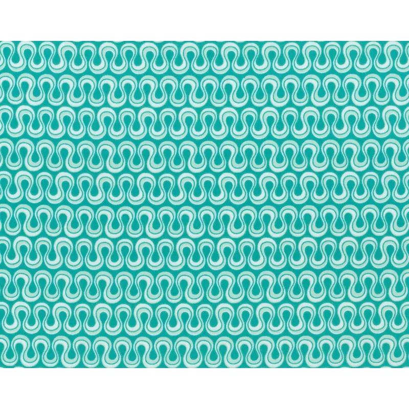 Feiner Popeline-Patchworkstoff DRIFT, Mäander-Wellen, türkisgrün-gebrochenes weiß