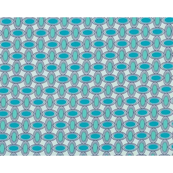 Feiner Popeline-Patchworkstoff "Floressence" mit Gitter-Muster aus Ovalen, helles petrol-türkis
