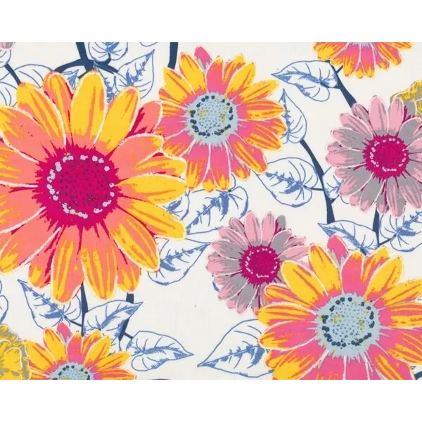 Feiner Popeline-Patchworkstoff "Floressence" mit Sommerblumen, aprikot-gelb-rosa