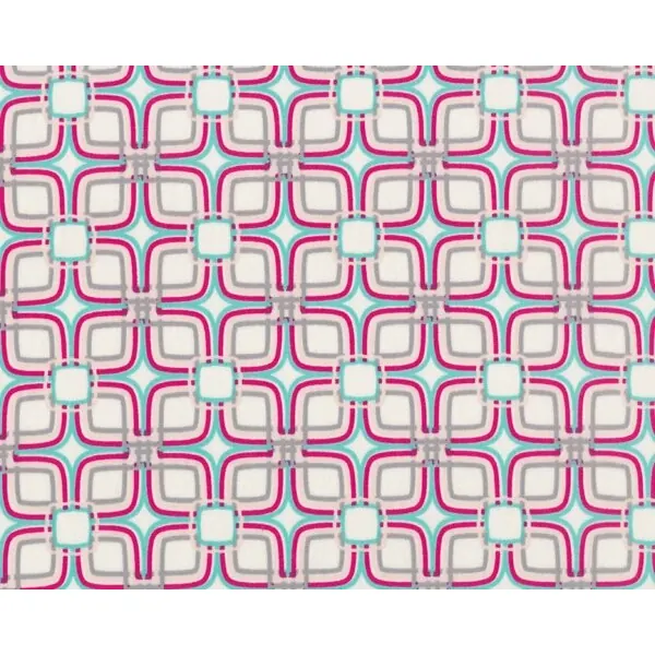 Feiner Popeline-Patchworkstoff "Floressence" mit Viereck-Blüten-Muster, fuchsia-wollweiß