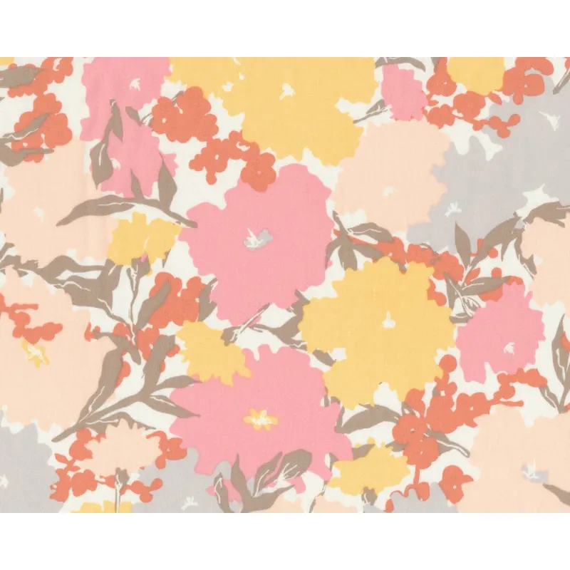 Feiner Popeline-Patchworkstoff GOSSAMER, Blumen-Pastell, terracotta-altrosa