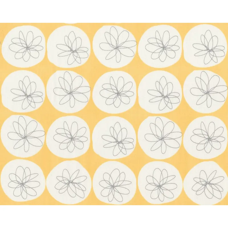 Feiner Popeline-Patchworkstoff GOSSAMER, Blüten-Kreise, pastellgelb