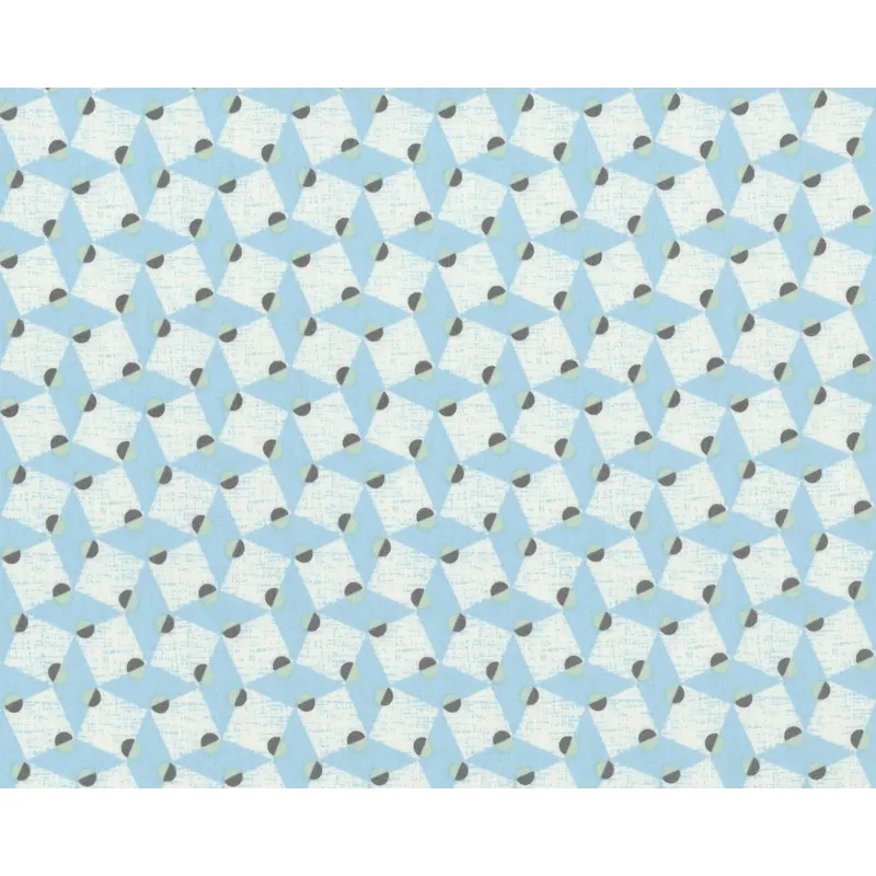Feiner Popeline-Patchworkstoff GOSSAMER, Vierecke mit Halbkreisen, hellblau