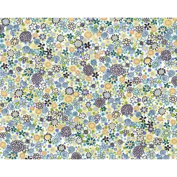 Feiner Popeline-Patchworkstoff "London Calling" mit dichten Streublümchen-Muster, taubenblau