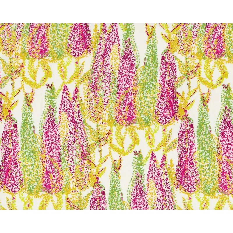 Feiner Popeline-Patchworkstoff MILLIE FLEUR, getüpfelte Zapfen-Blüten, fuchsia-senfgelb