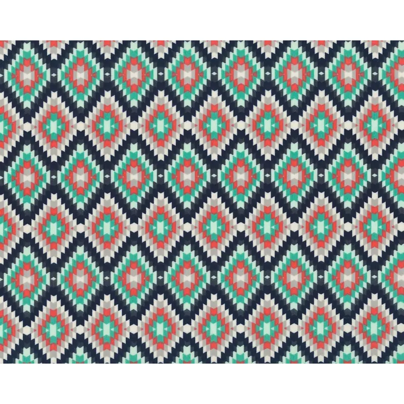 Feiner Popeline-Patchworkstoff RECOLLECTION, Ikat-Rauten, nachtblau-lachsrot