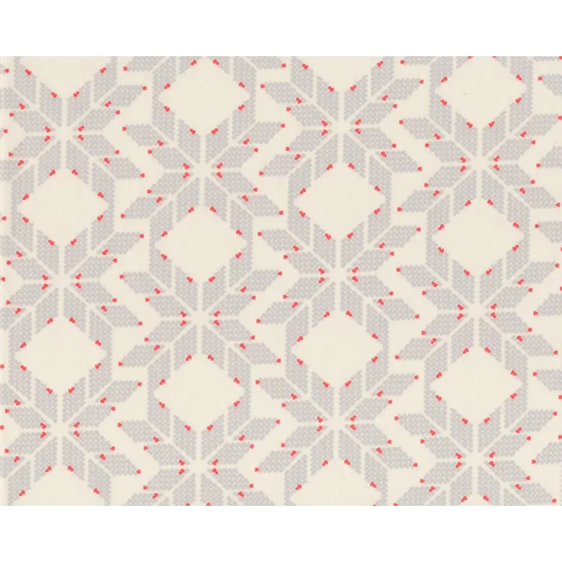 Feiner Popeline-Patchworkstoff RECOLLECTION, Norweger-Strick-Sterne, creme-hellgrau
