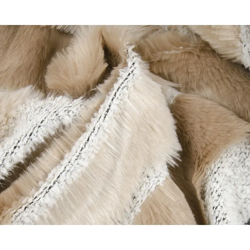 Fellimitat, Kunstpelz LECCE, Querstreifen, beige