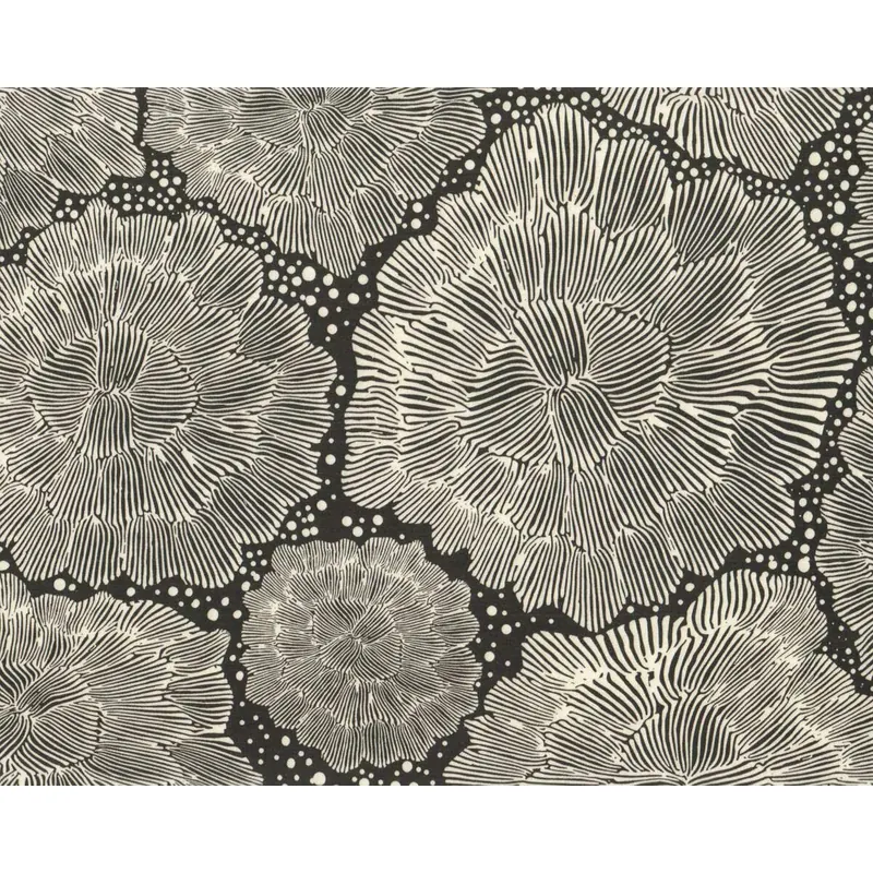French Terry Sweatstoff FLORES DE HIELO, Eisblumen, schwarz-weiß, Bienvenido Colorido