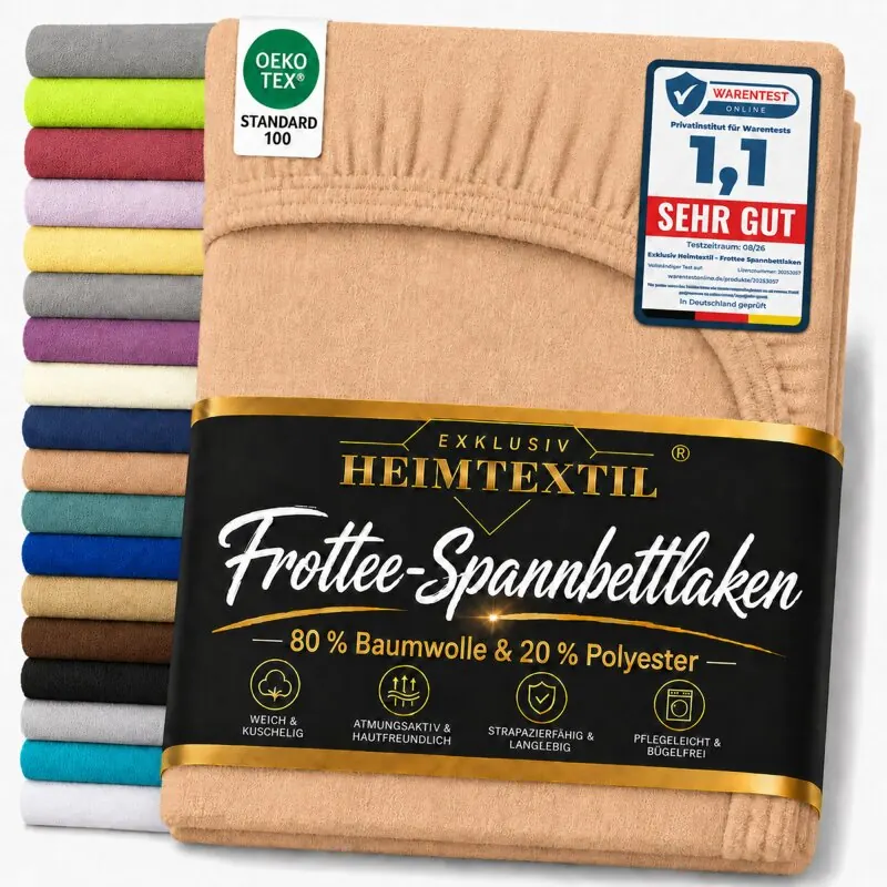 Frottee Marke Spannbettlaken 180 - 200 x 200 cm Nougat