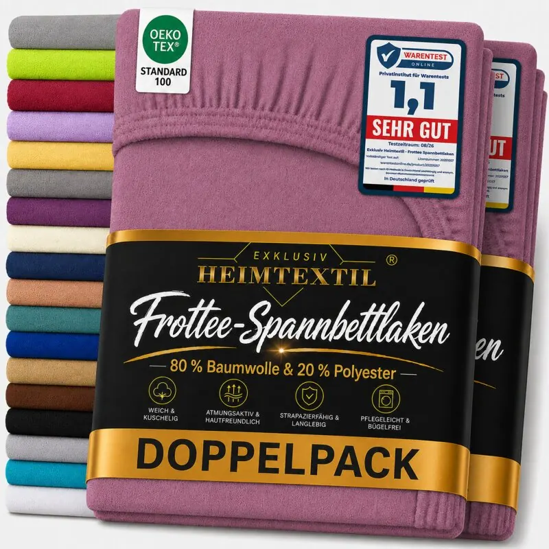 Frottee Spannbettlaken Doppelpack 60 - 70 x 140 cm Lila