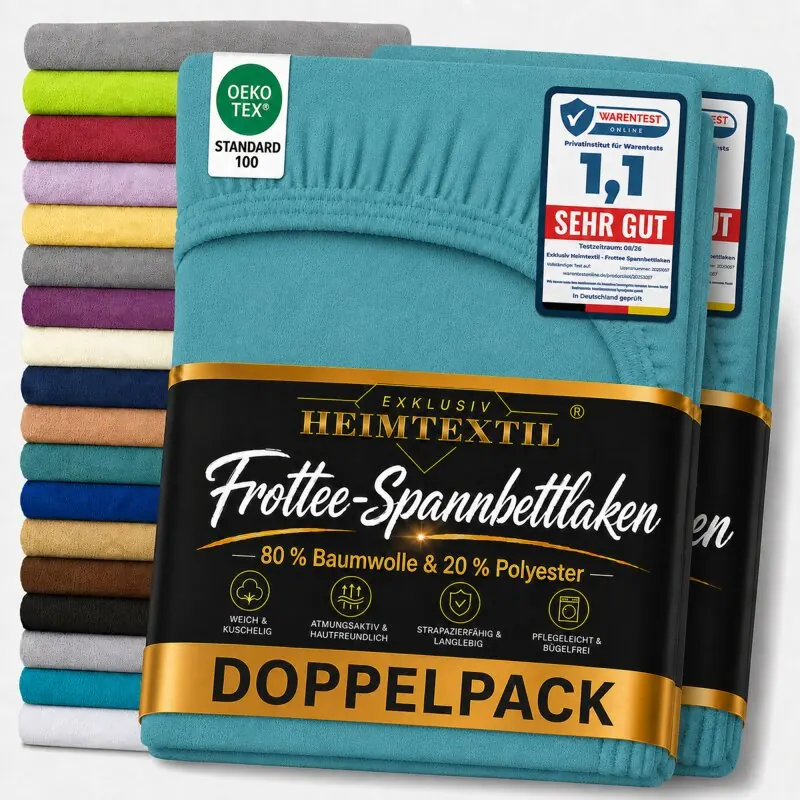 Frottee Spannbettlaken Doppelpack 60 - 70 x 140 cm Türkis