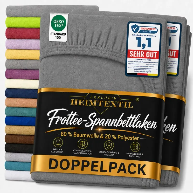 Frottee Spannbettlaken Premium Marke Doppelpack 140 - 160 x 200 cm Anthrazit