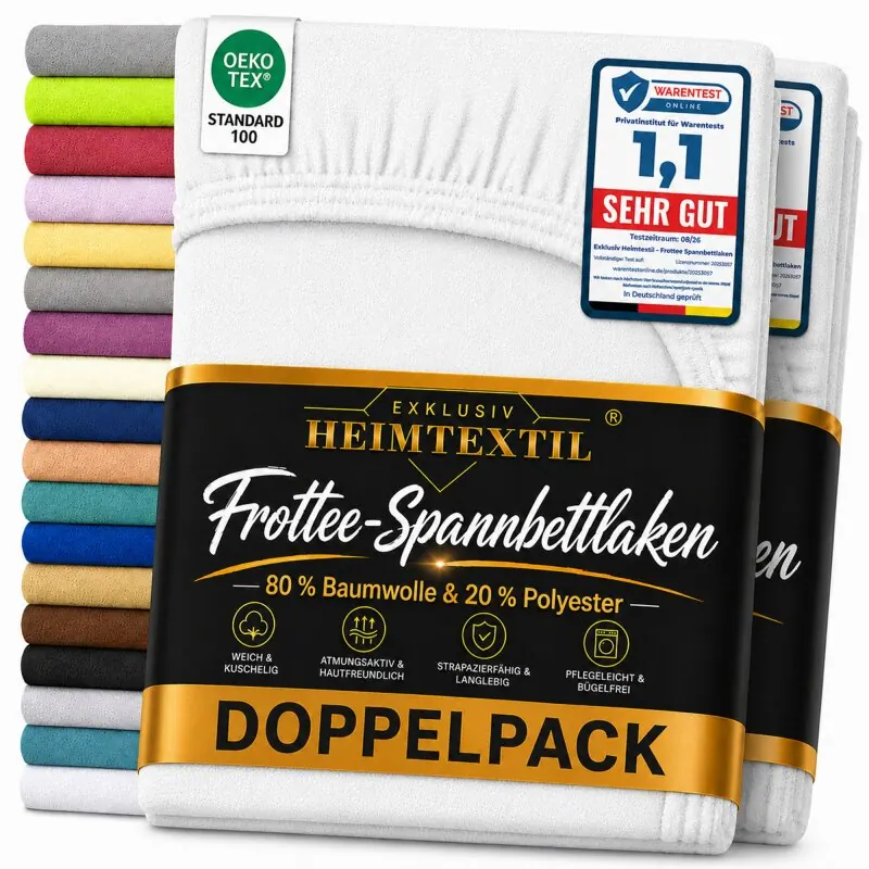 Frottee Spannbettlaken Premium Marke Doppelpack 140 - 160 x 200 cm Weiß