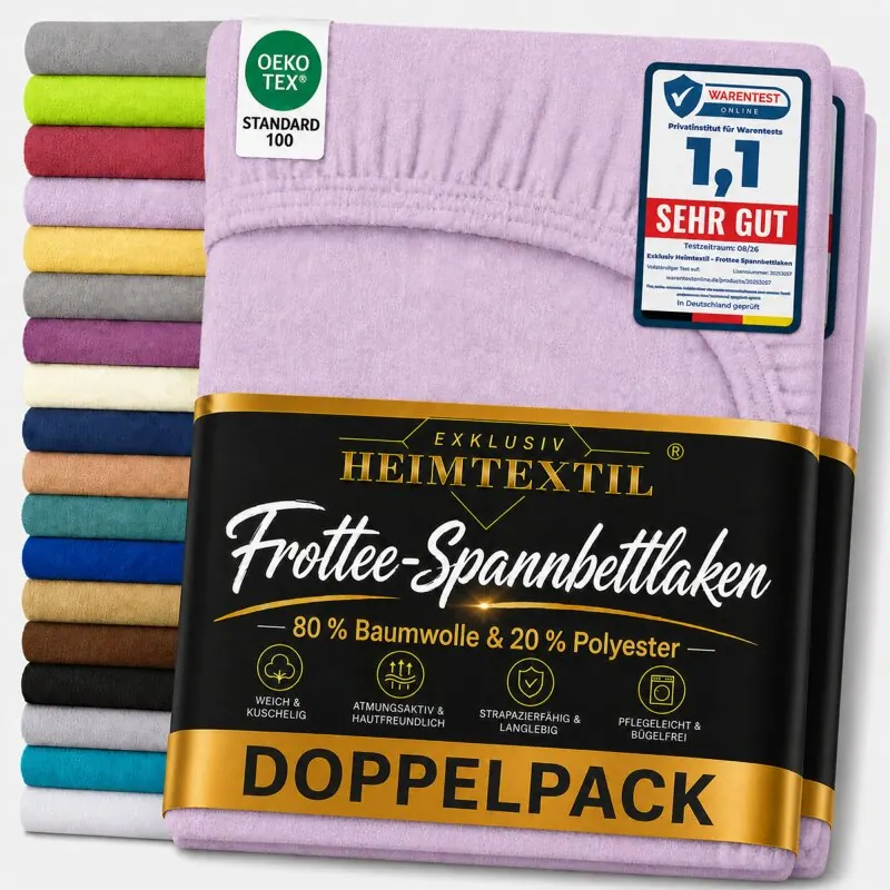 Frottee Spannbettlaken Premium Marke Doppelpack 60 - 70 x 140 cm Flieder