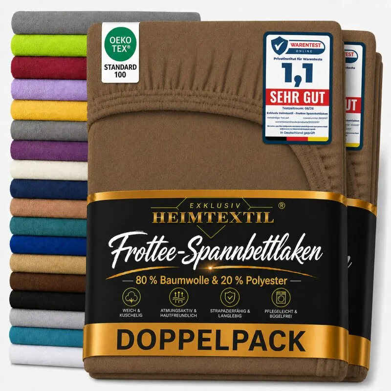 Frottee Spannbettlaken Rundumgummizug Marke Doppelpack 90 x 200 cm Schokobraun