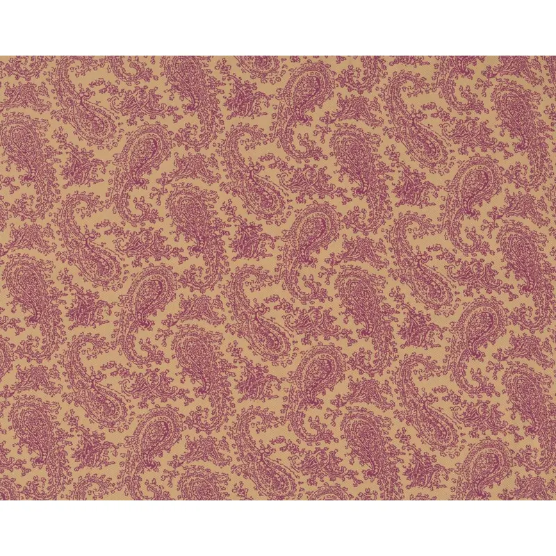 Futterstoff, bedruckter Köper aus Viskose, Paisleys, beige-weinrot