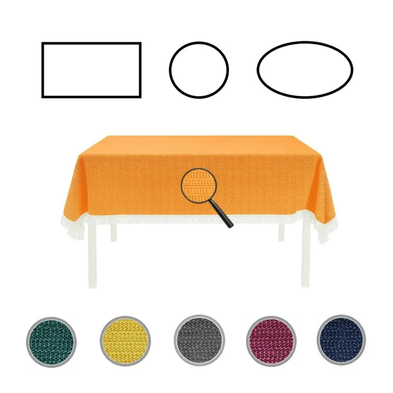 Gartentischdecke mit Fransen 110x140 cm eckig orange