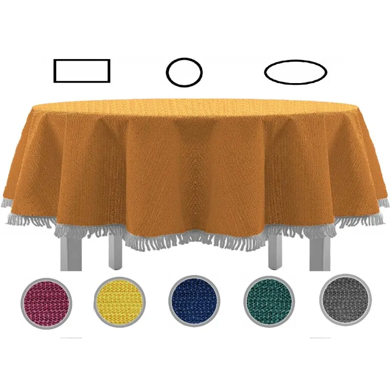 Gartentischdecke mit Fransen 140x180 cm oval orange