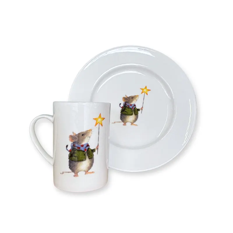 Geschirr-Set MR. MAUS, Maus mit Sternenlaterne, Acufactum