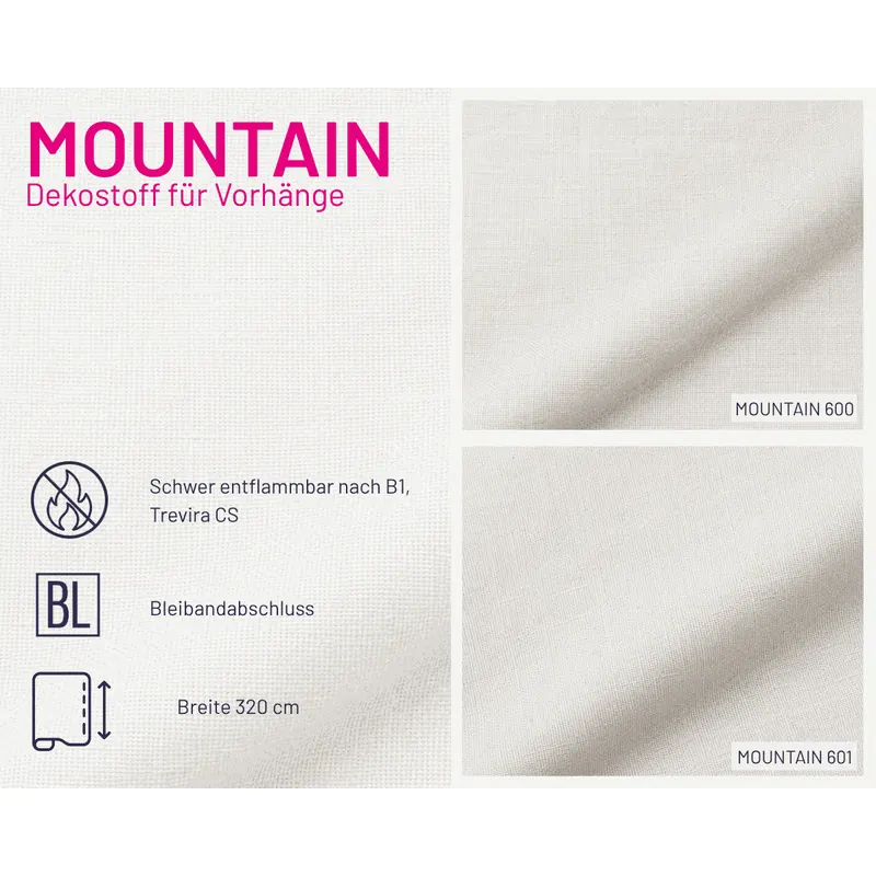 Gewebter Gardinenstoff MOUNTAIN aus Polyester, halbtransparent, Saum & Viebahn