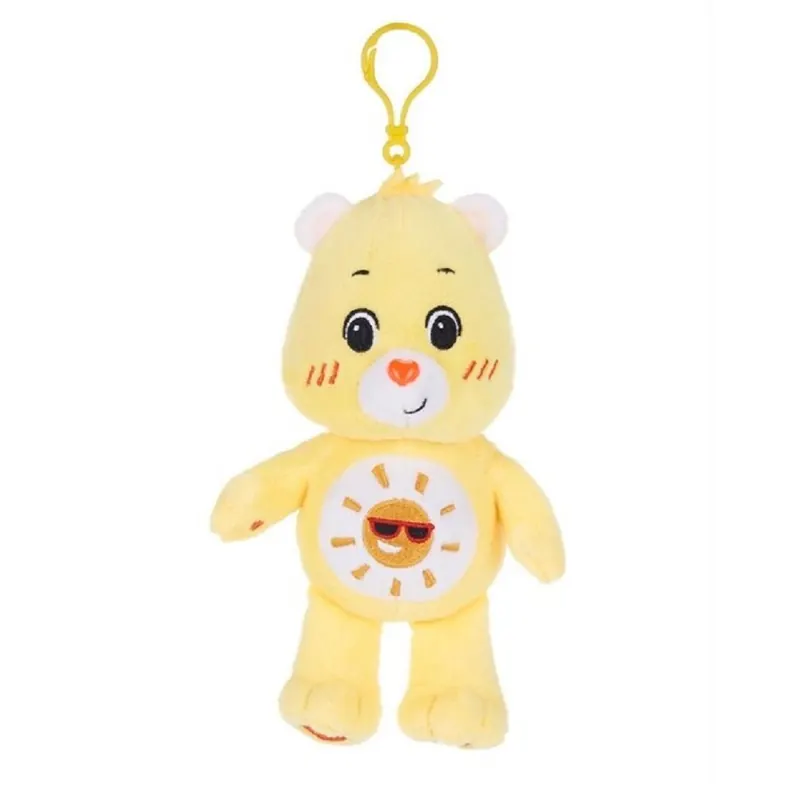Glücksbärchi Kuscheltier Care Bears Plüsch Plüschfigur Teddybär Stofftier Glücksbärchen für Kinder Sonnenschein Bärchi gelb Bagclip 14 cm