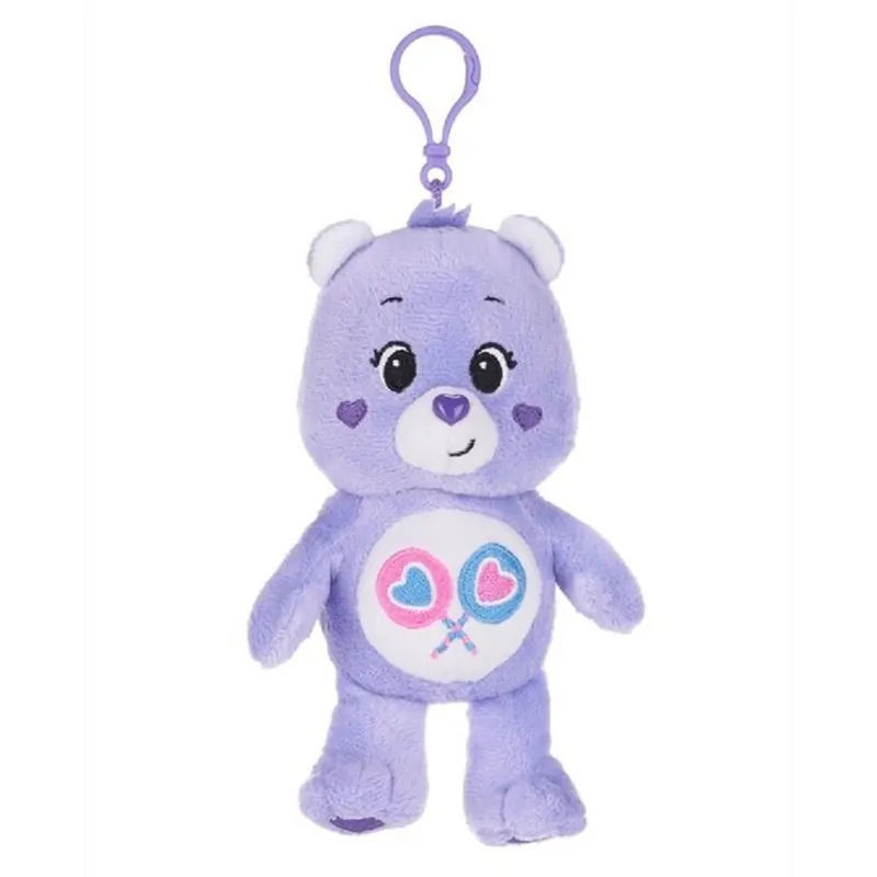 Glücksbärchi Kuscheltier Care Bears Plüsch Plüschfigur Teddybär Stofftier Glücksbärchen für Kinder Teile gern Bärchi lila Bagclip 14 cm