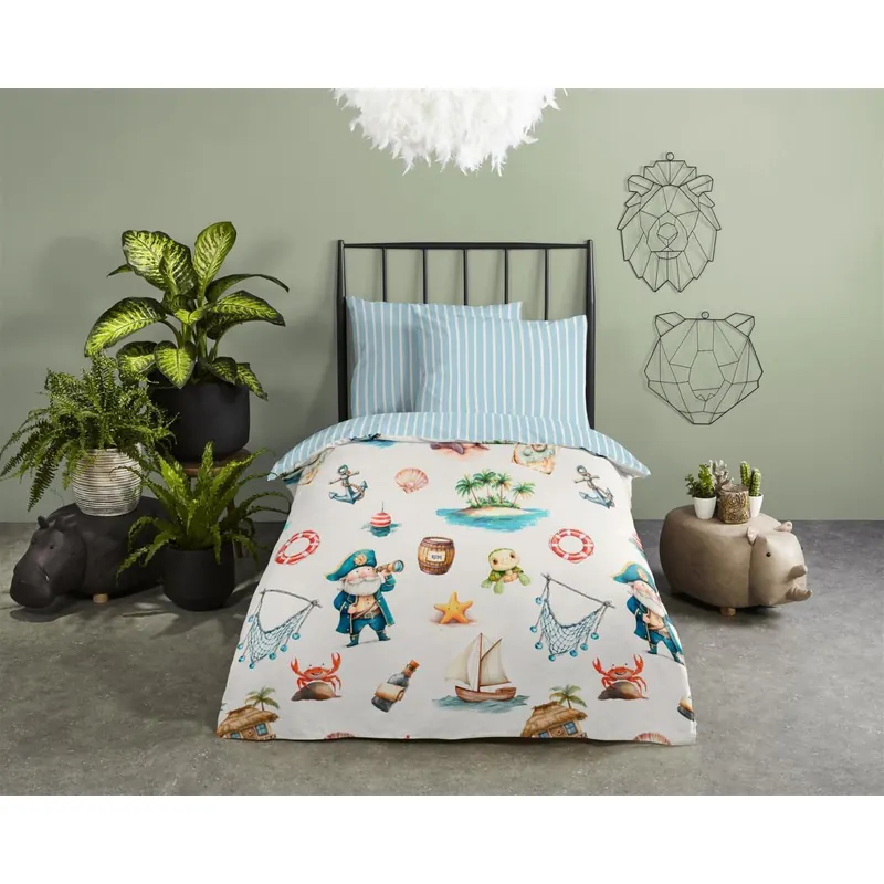 Good Morning Bettwäsche 100x135 + 1 x  40x60 cm Renforcé Capi maritim / Meerestiere blau