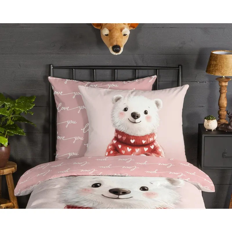 Good Morning Bettwäsche 135x200 + 1 x 80x80 cm Flanell Perdy  rosa