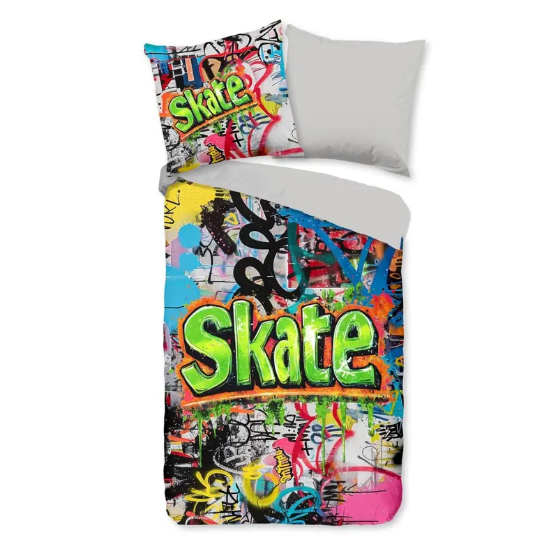 Good Morning Bettwäsche 135x200 + 1 x 80x80 cm Flanell Skate  grau