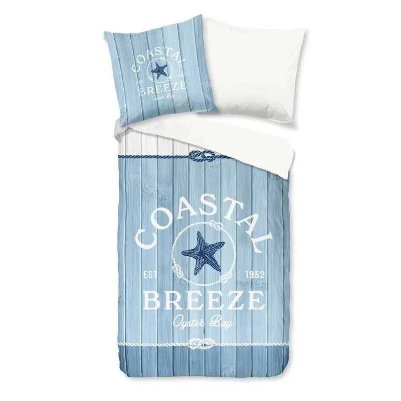 Good Morning Bettwäsche 135x200 + 1 x 80x80 cm Renforcé Breeze Holzplanken/ Maritim blau