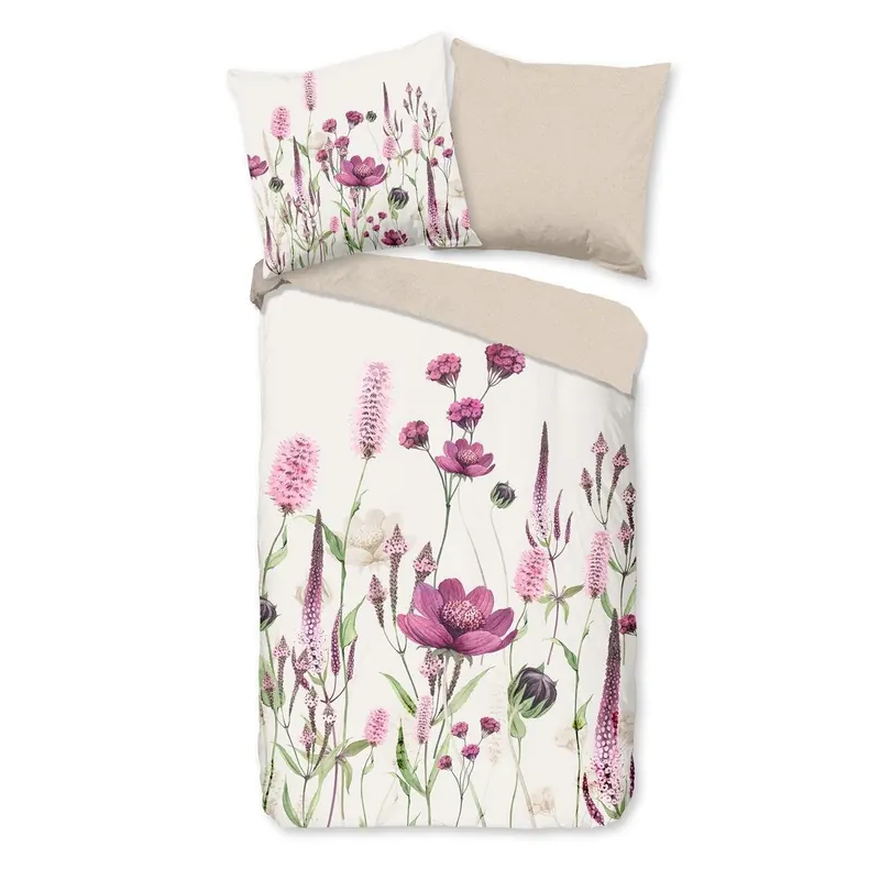 Good Morning Bettwäsche 135x200 + 1 x 80x80 cm Renforcé Hala Blumen natur