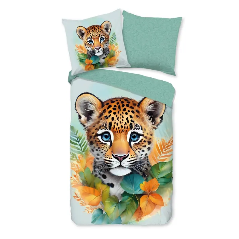 Good Morning Bettwäsche 135x200 + 1 x 80x80 cm Renforcé Lodewijk Boho Tiger grün