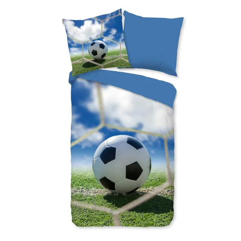Good Morning Bettwäsche 135x200 + 1 x 80x80 cm Renforcé Maurits Fußball blau