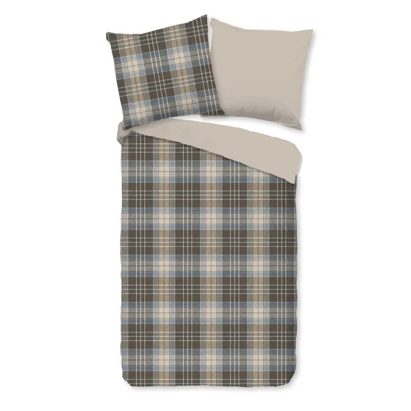 Good Morning Bettwäsche 155x220 + 1 x 80x80 cm Flanell Cambridge braun