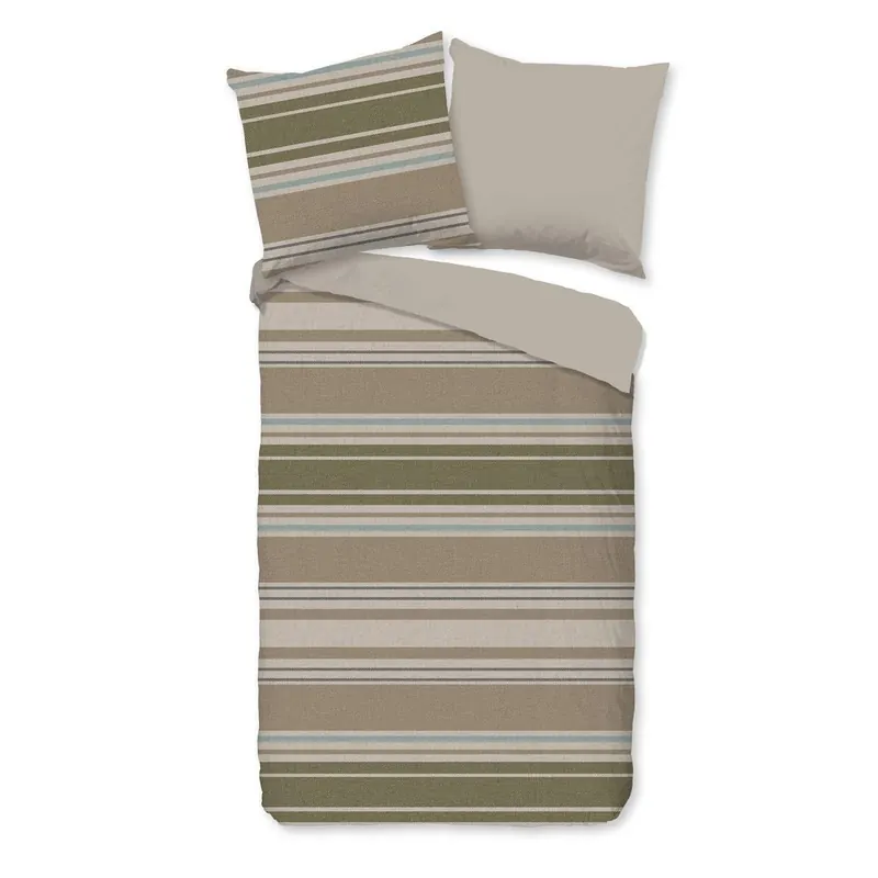 Good Morning Bettwäsche 200x200 + 2 x 80x80 cm Flanell Oxford natur