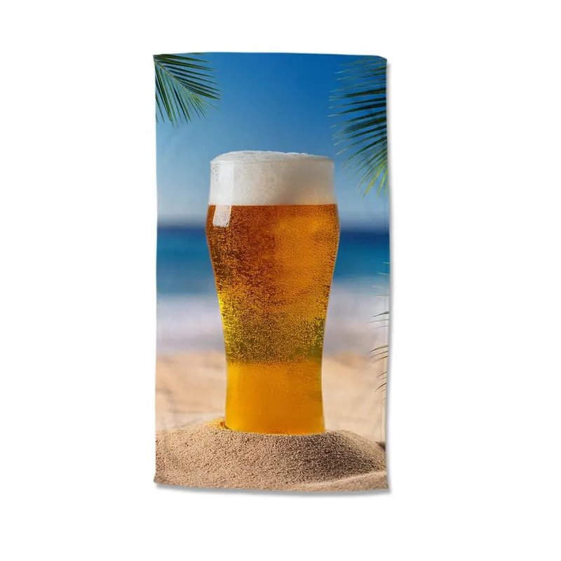 Good Morning Strandtuch 100x180 cm Frottee Beer Bierchen am Strand bunt