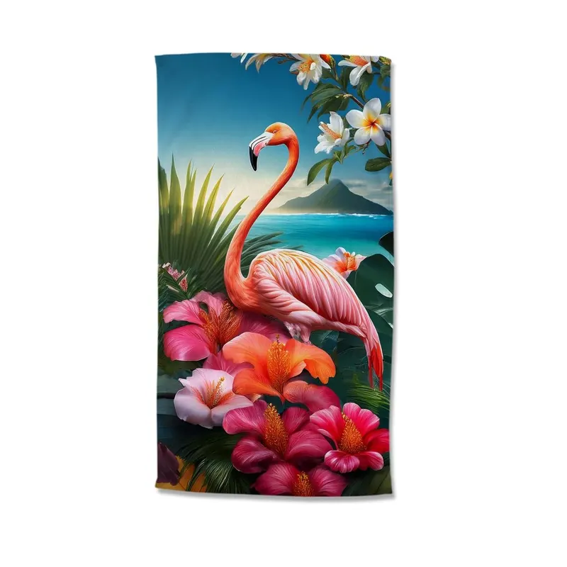 Good Morning Strandtuch 100x180 cm Frottee Jerry tropischer Flamingo rosa